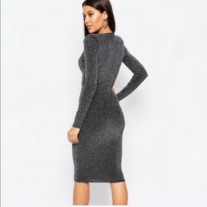 Jennifer Lopez Black/Silver Shimmer Midi Dress